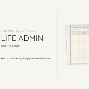 Life Admin Tracker Printable | Mental Load Planner | Task & Deadline Organiser | Minimalist A4 PDF | Home and Family Admin | Print Only