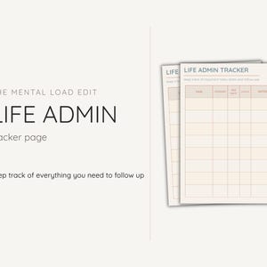 Life Admin Tracker Printable | Mental Load Planner | Task & Deadline Organiser | Minimalist A4 PDF | Home and Family Admin | Print Only