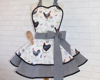 Farmhouse Style Woman's Modern Vintage Apron, Featuring Sweetheart Bib + Functional Pocket, Now Available In Sizes Petite Through Plus