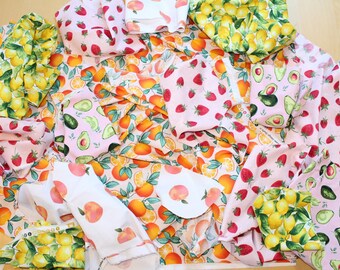 Designer Scraps, Cotton Fabric In Fun Fruit Prints, Assorted Sizes, Only 1 Lot Available, Ships For FREE!