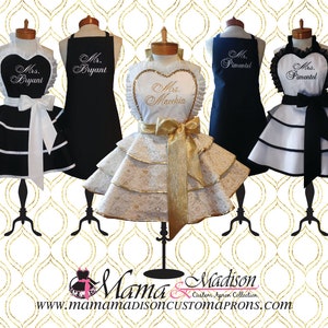 Wedding Aprons//Embroidered Aprons//Bridal Aprons//Mr. and Mrs.//His And Hers//Bridal Shower Gift//Wedding Prop//Engagement