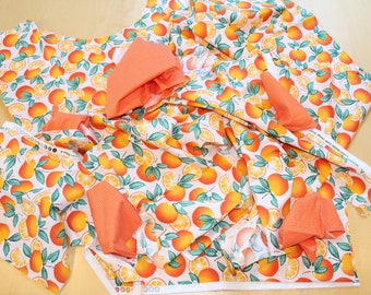 Fabric Destash...Fun Orange Print Designer Scraps, Assorted Sizes, Ships For FREE!