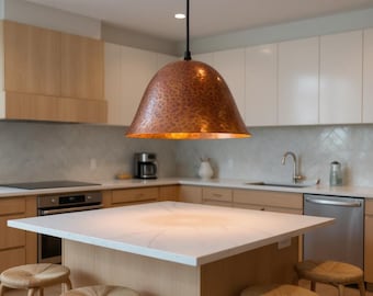Hammered Copper Dome Pendant Light | Modern Farmhouse Kitchen Island Hanging Lamp