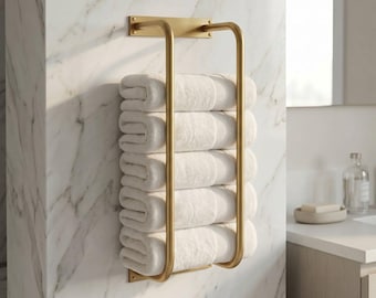 Brass Wall Mounted Towel Rack, Modern Minimalist Hotel Spa Bath Holder