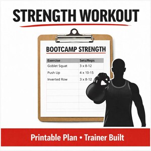 Bootcamp Strength Workout PDF, Trainer-Led Gym Program