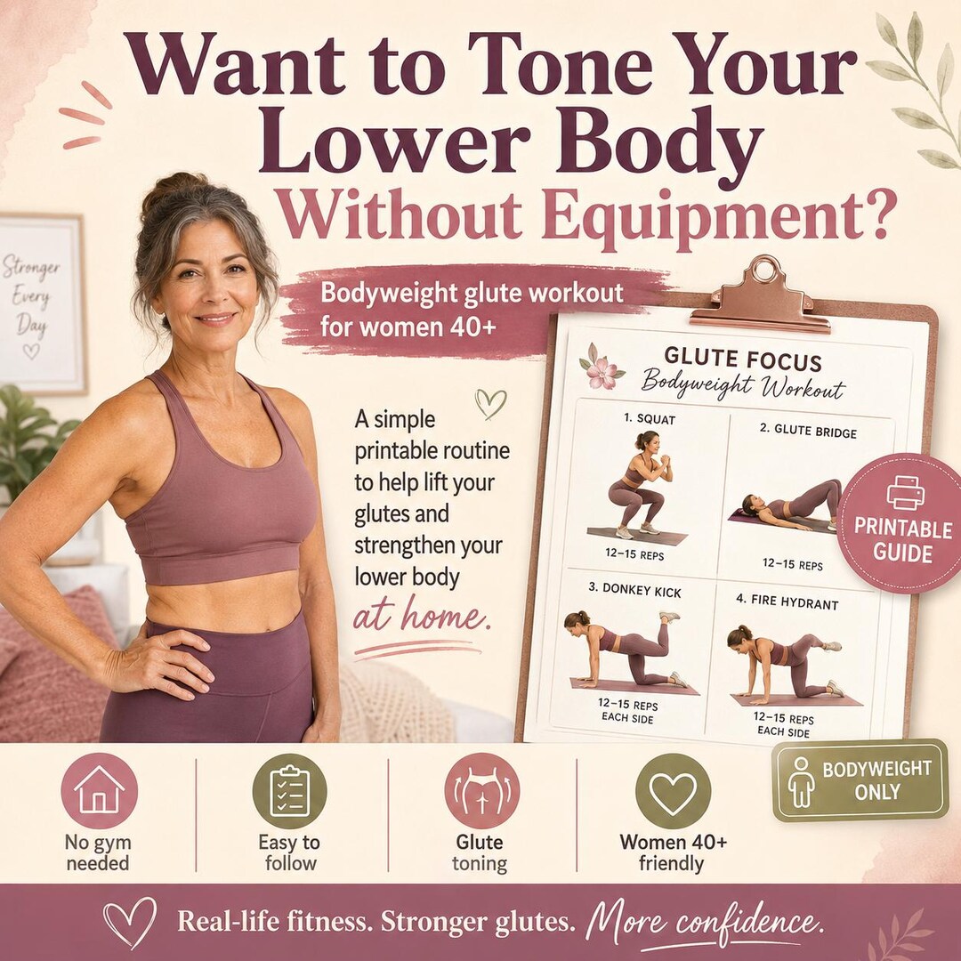 Glute and Hips Workout Poster – Lower Body Exercise Chart (digital ...