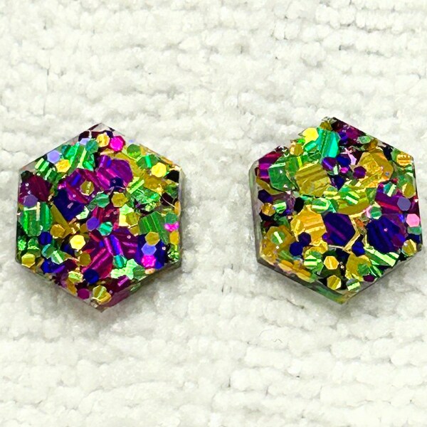 mardi gras resin earrings