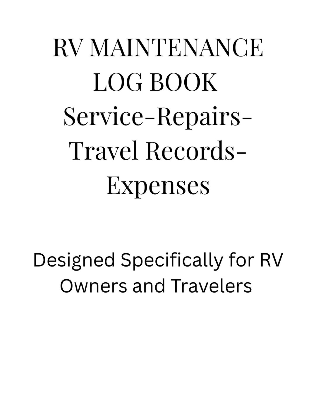 RV Maintenance Logbook, Service Record, Camper Repair Tracker ...