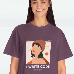 Ik schrijf code als een meisjesshirt | Grappig T-shirt voor meisjes met technologie | Dames in technisch cadeau | Codeermeisjes, nerdmeisjes, geekmeisjes