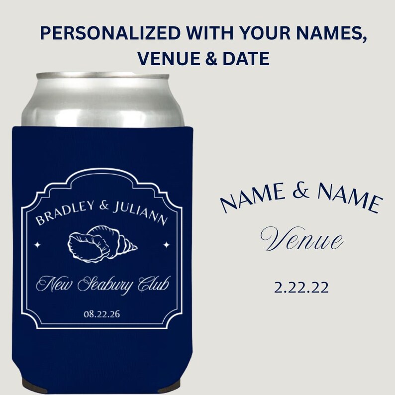 Personalized Lobster Wedding Koozies, Coastal Maine Can Coolers, Nautical Welcome Bag Favor immagine 5
