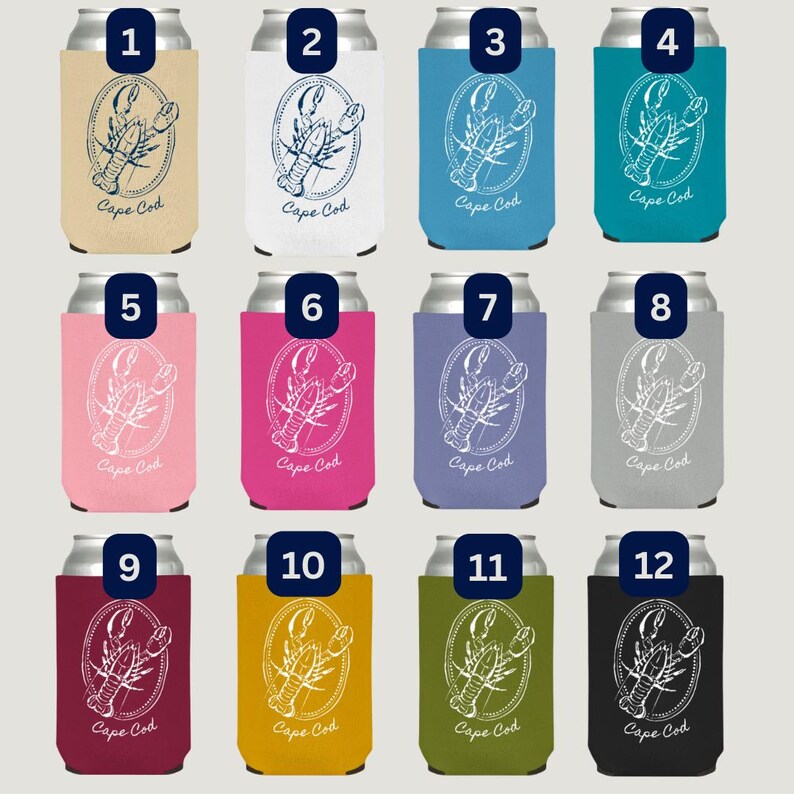Personalized Lobster Wedding Koozies, Coastal Maine Can Coolers, Nautical Welcome Bag Favor immagine 6