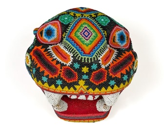 Mexican Huichol Hand Beaded Jaguar Head by Mayola Villa PP4028 - Etsy