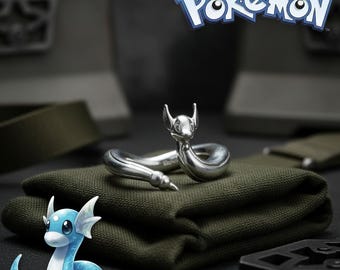 Anello Poke Dragonair Dratini, anelli anime Pika, gioielli regolabili per coppie, regalo a tema cartoni animati per i fan