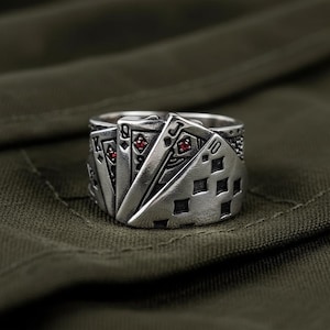 Justerbar vintage pokerkortring – Lucky Open Band, unisex kasinosmycken, retro spelmode, festpresenttillbehör