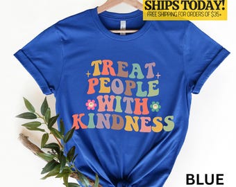 Retro Kindness Tee, Positive Vibes Shirt, 70s Style Graphic Top, Treat People With Kindness Clothing, Hippie Aesthetic Apparel