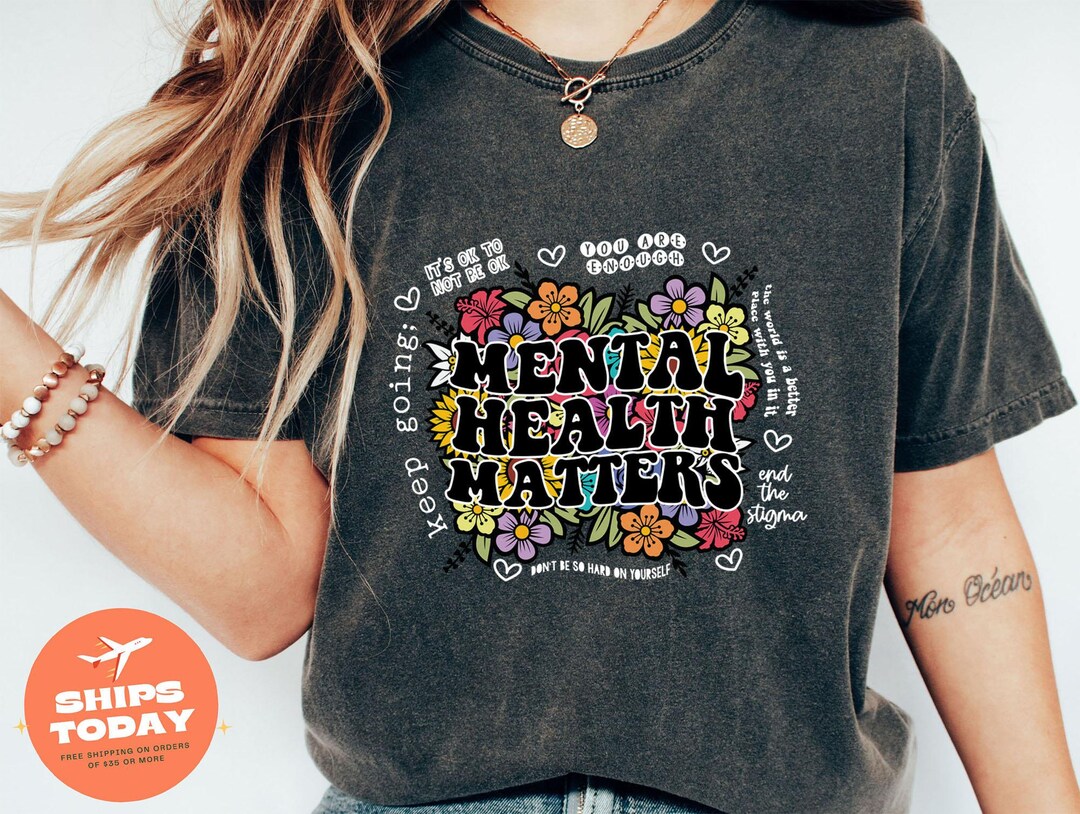 Mental Health Matters Shirt, Floral Brain Tee, Mental Health Awareness ...