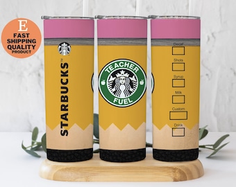 20 oz Straight Skinny Tumbler Starbucks Teacher Fuel School Sublimation, Teacher gift idea, Back to school gift