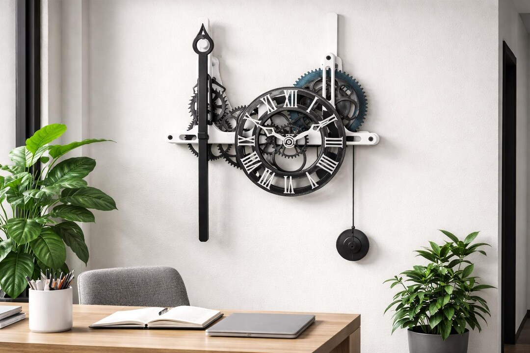 3D Printed Mechanical Gear Wall Clock | Modern Industrial Decor - Etsy