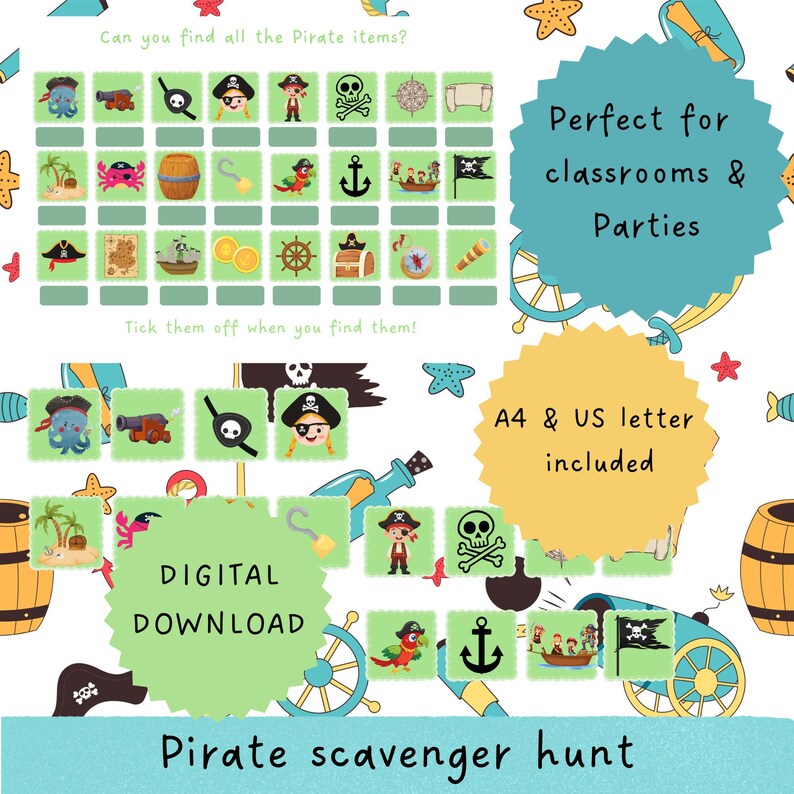 Pirate Scavenger Hunt Printable Game | Scavenger Hunt Activity for Kids ...