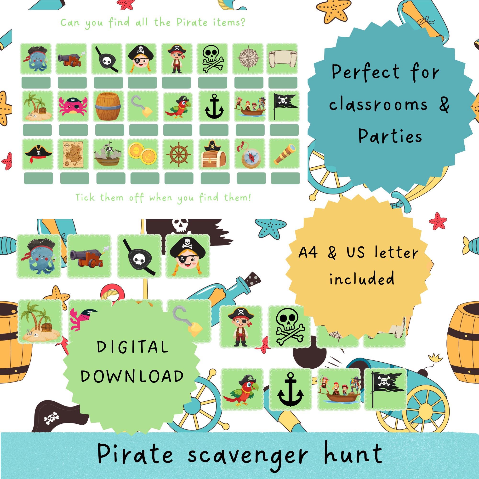 Pirate Scavenger Hunt Printable Game | Scavenger Hunt Activity for Kids ...