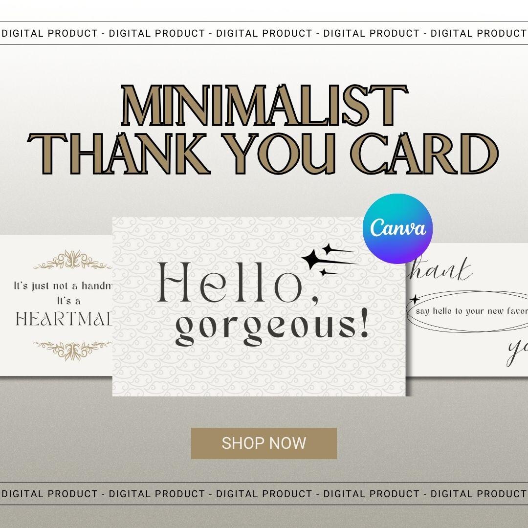Minimalist Thank You Card Template | Editable Canva Small Business ...
