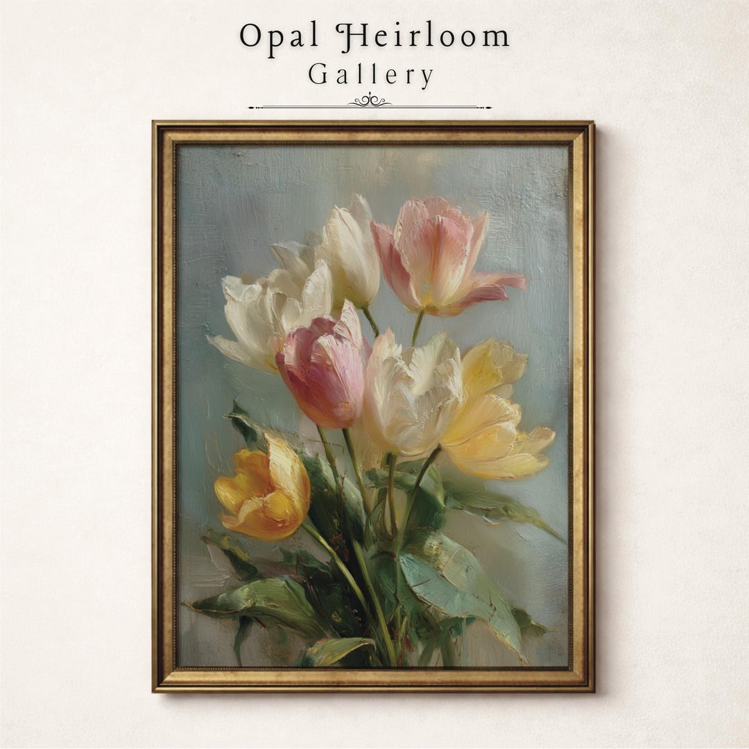 Vintage Tulip Print: PRINTABLE Digital Download, Cottagecore Floral ...