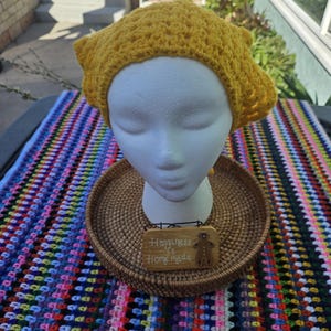 Handmade Crochet Hair Bandana - Mustard Gold Boho Headscarf