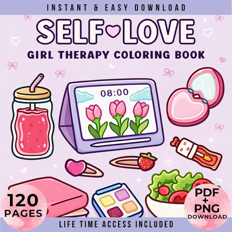 Self Love Coloring Book | 120 Cute & Cozy Pages | Girl Therapy Activity ...