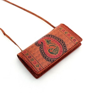 Bolso de cuero vintage años 70, clutch de cuero marrón para mujer, cartera bandolera