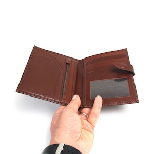 Cartera de cuero polaco vintage de la década de 1980 para hombres, cartera única Deadstock ranuras para tarjetas para hombres de cuero genuino, bolsillo para monedas, billetera unisex