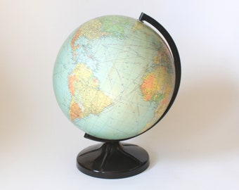 Vintage World Globe 70s, Old School Collectibles Vintage Czechoslovakian Dipra Globe 1970s, Rare Find Educational Decor, 17 Inches Tall
