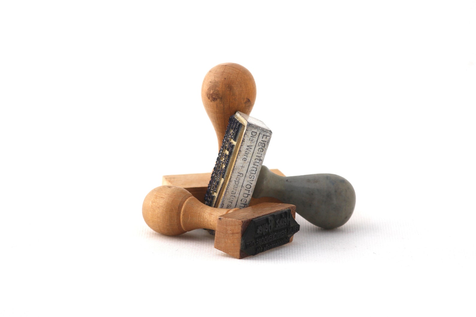 Vintage Office Rubber 3 Stamps Wooden Set of Stampsgerman Etsy