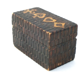 Scatola per mazzi d'epoca, scatola di legno anni '70, scatola del tesoro, scatola per gioielli