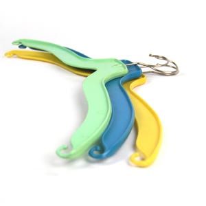 Vintage Plastic Coat Hangers, Set of 3 Hangers from East Germany DDR 1970s, Blue Yellow  Mint Colors