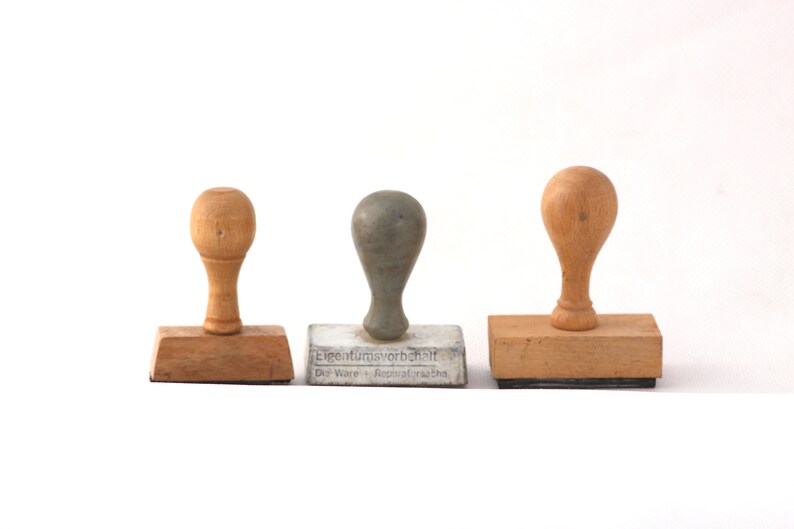 Vintage Office Rubber 3 Stamps Wooden Set of Stampsgerman Etsy