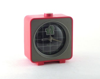 Rare Vintage Red Alarm Clock from Russia - Retro Style and Unique Design 70s