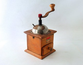 Vintage wooden coffee mill / grinder 60s