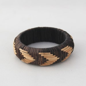 Vintage Straw bracelet 80s made of straw in dark brown color, Handmade Vintage in boho style image 4