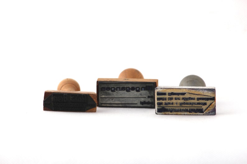 Vintage Office Rubber 3 Stamps Wooden Set of Stampsgerman Etsy