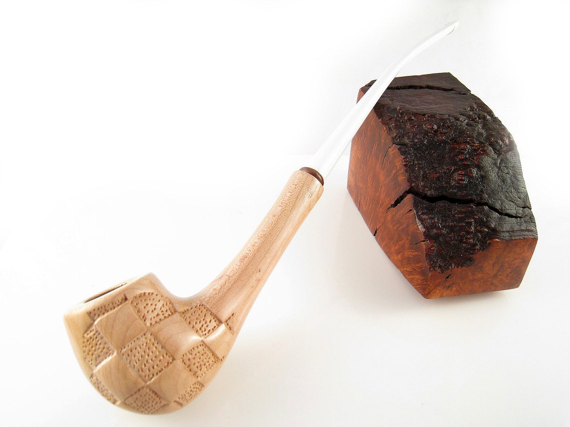 Lady Wooden Tobacco pipe Engraved CHESS. Long Etsy