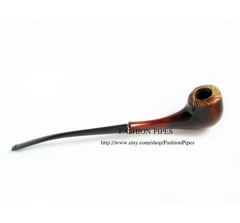 Lady Wooden Tobacco pipe Engraved LIANA. Long Etsy