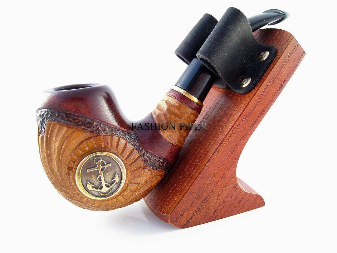 New Gift Set Pipe & Stand, ANCHOR METAL Wood Pipe Tobacco Pipe/pipes