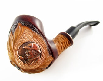 Metal Sherlock Wooden Tobacco Pipe of Pear Wood Tobacciana Smoking Pipe Wood Pipe Designed For Pipe Smokers - The Best Offer in FPS