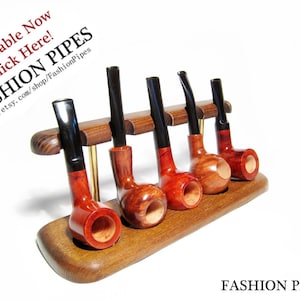 Tobacco Pipe Rack fits 5 Pipes Stand Hold Case Display/Wood Pipe Rack NEW....Best Pipes Showcase....
