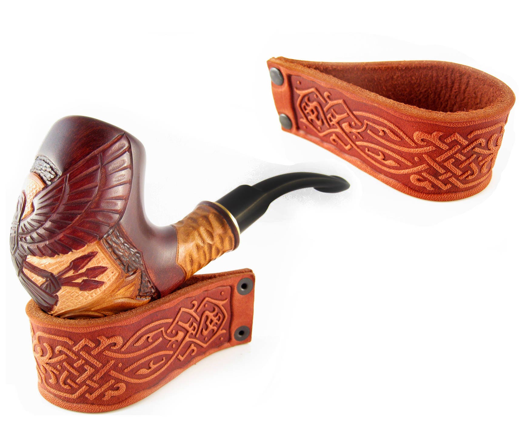 New Genuine Leather Pipe Stand Rack Holder Rest for Tobacco Smoking ...