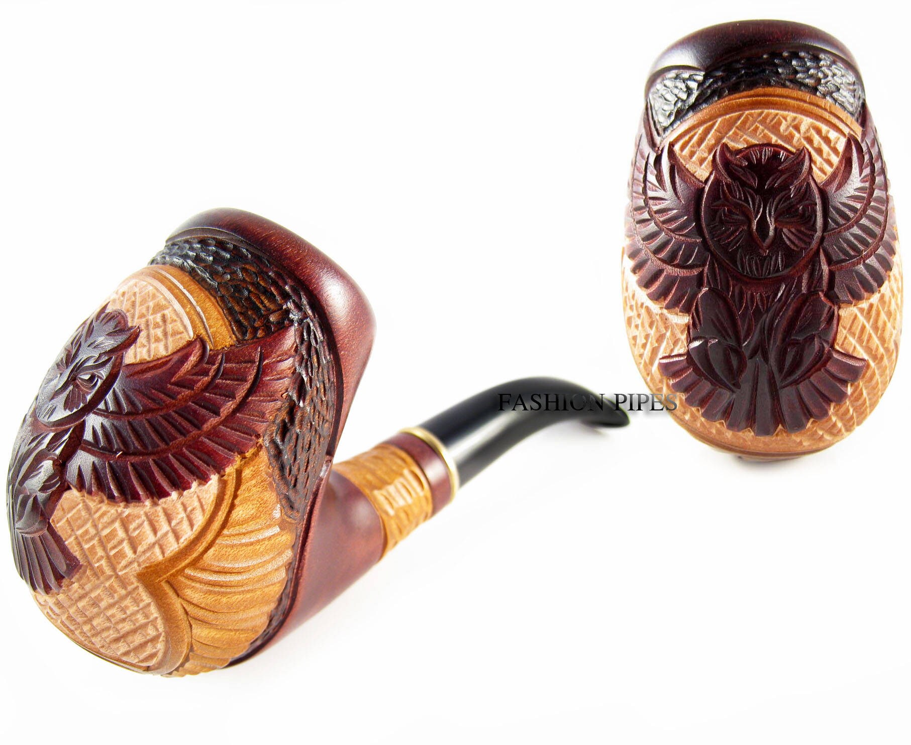 Set - Tobacco Pipe Wise "OWL" Wooden Pipe and Gift, Smoking Pipe Handcrafted Wood Pipe Tob