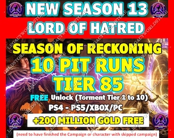 DIABLO 4 Season 13 /  10 Runs The Pit Tier 85 (PC/PS/Xbox)