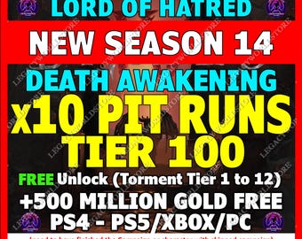 DIABLO 4 Temporada 14 / 10 partidas en The Pit Nivel 100 / Impulso rápido / Nueva temporada DEATH AWEKNING