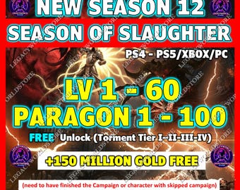 Subida de nivel rápida en Diablo 4 Temporada 12 (niveles 1-60 + 1-100) / Mejora de nivel