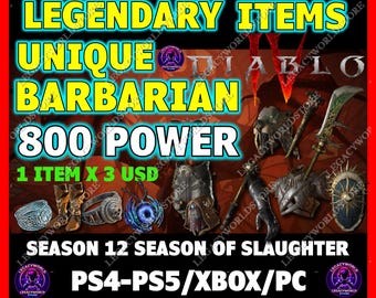 Objetos únicos de Diablo 4 para el Bárbaro (Temporada 12)